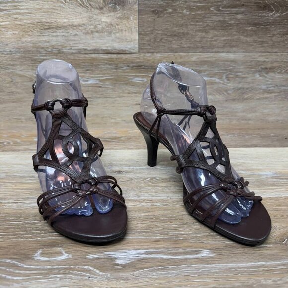 Carlos Fandango Strappy Open Toe Brown Sandals Women's Size 7.5 - Picture 7 of 7